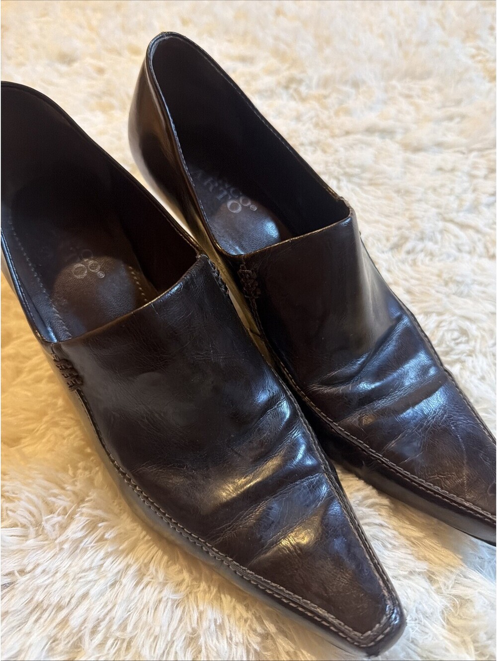 Franco Sarto Man Made Women’s Shoes Size 9.5 M Brown Leather Heels